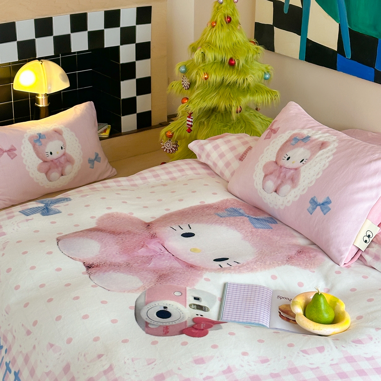 91家纺网 家纺一手货源 找家纺 （总）桃子家居 2025新品A类ins博主大版卡通数码印花加厚牛奶绒系列四件套