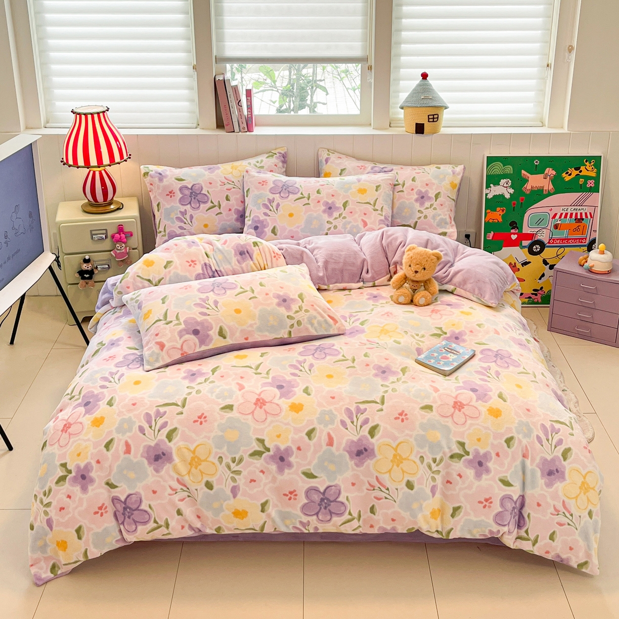 91家纺网 家纺一手货源 找家纺 （总）佳汐蓝家纺 2025新款190克高克重牛奶绒印花四件套