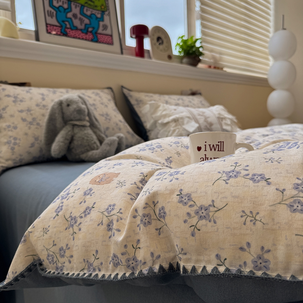 91家纺网 家纺一手货源 找家纺 慕尚家纺 2025新款磨毛三角针套件四件套 磨毛三角针-呆萌兔