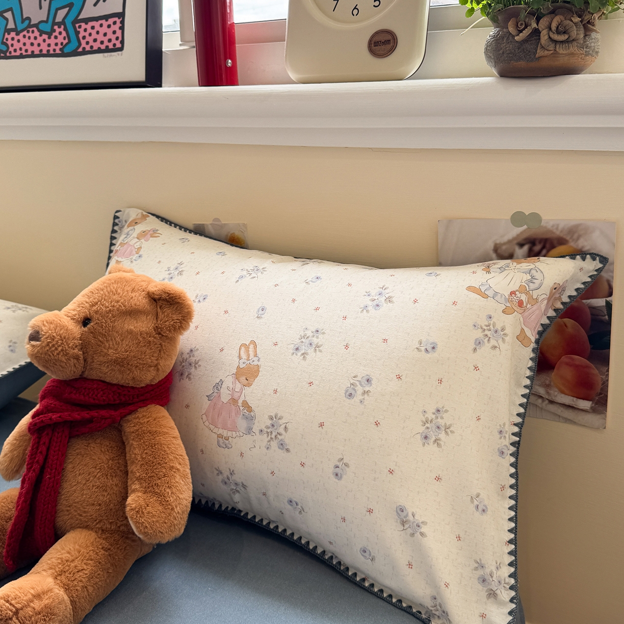 91家纺网 家纺一手货源 找家纺 慕尚家纺 2025新款磨毛三角针套件四件套 磨毛三角针-兔妈与兔宝