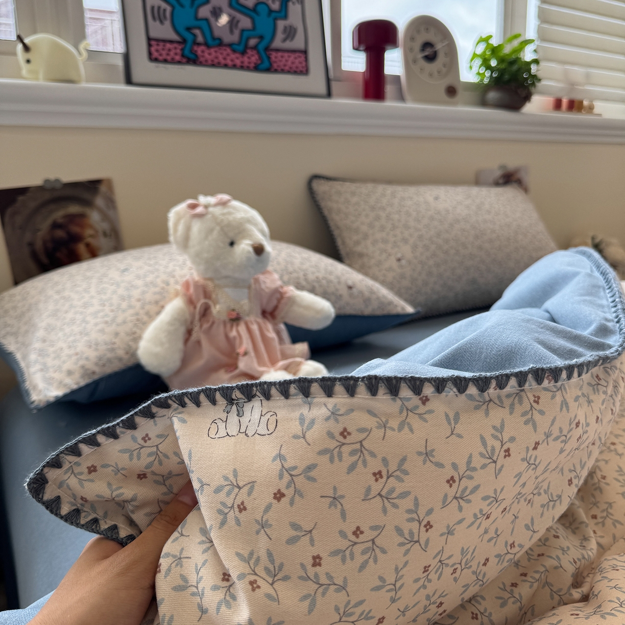 91家纺网 家纺一手货源 找家纺 慕尚家纺 2025新款磨毛三角针套件四件套 磨毛三角针-花朵熊