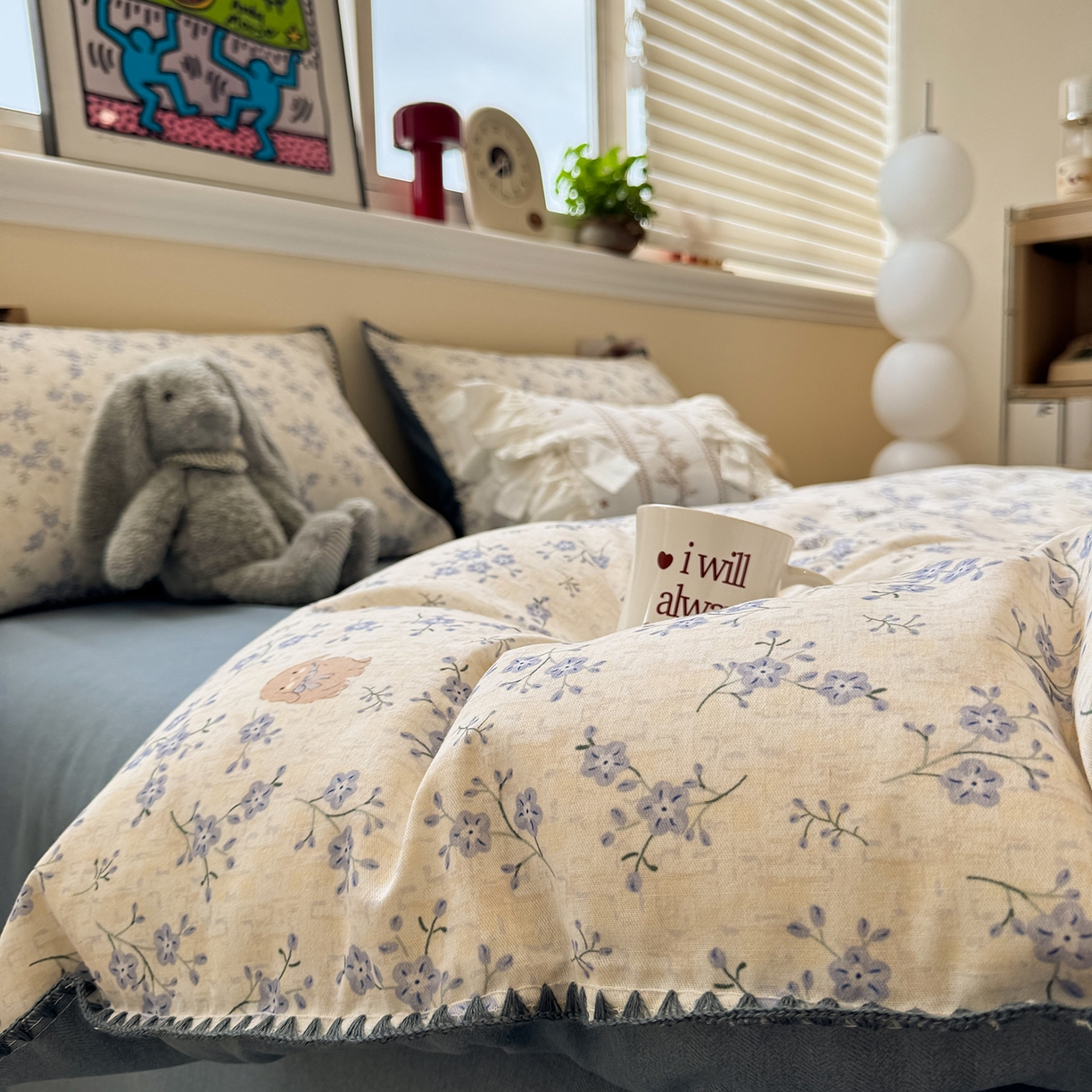 91家纺网 家纺一手货源 找家纺 慕尚家纺 2025新款磨毛三角针套件四件套 磨毛三角针-呆萌兔