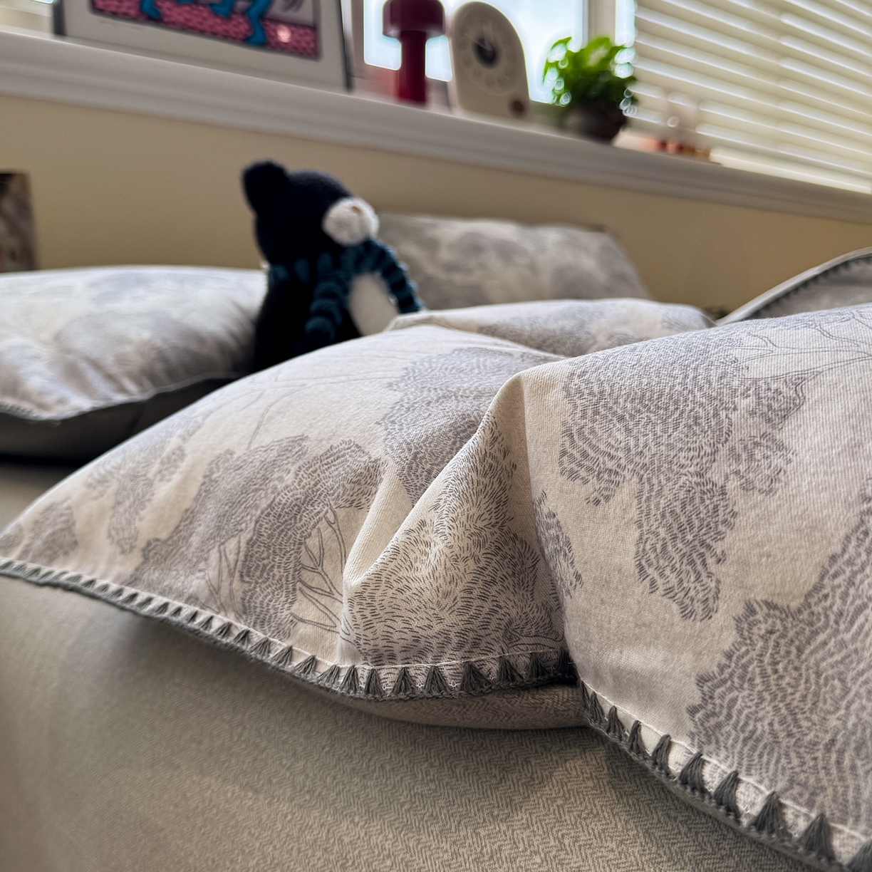 91家纺网 家纺一手货源 找家纺 慕尚家纺 2025新款磨毛三角针套件四件套 磨毛三角针-发财树