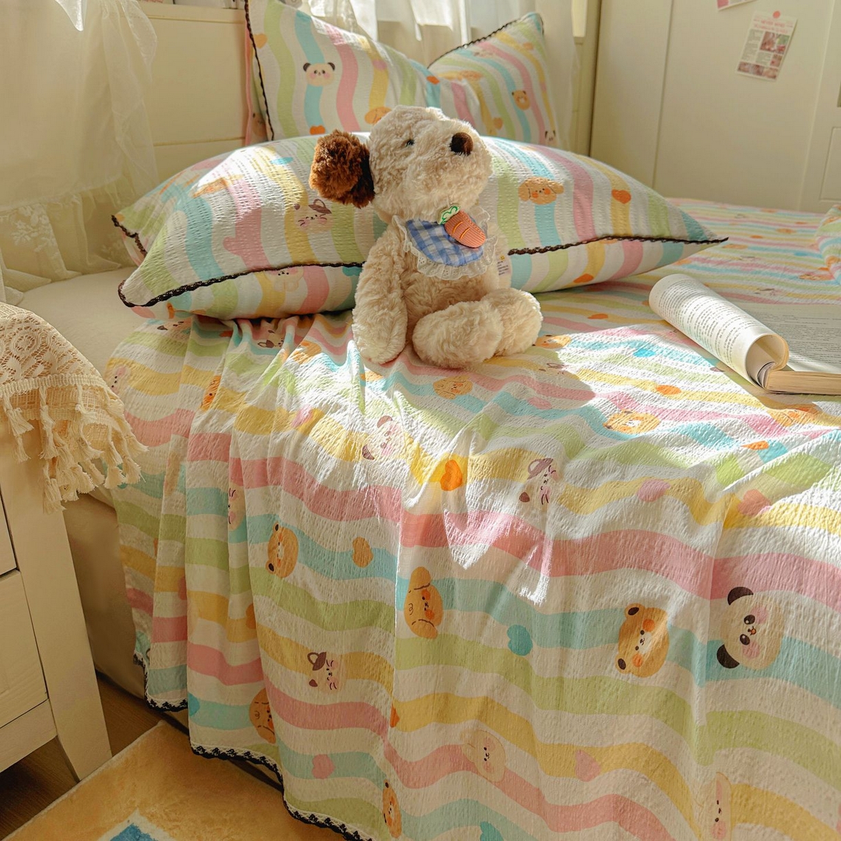 91家纺网 家纺一手货源 找家纺 （总）优卡迪家纺馆 2025新款皱皱棉小花边床单（下载文件包含买家秀）