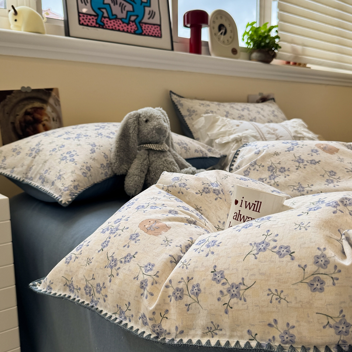 91家纺网 家纺一手货源 找家纺 慕尚家纺 2025新款磨毛三角针套件四件套 磨毛三角针-呆萌兔