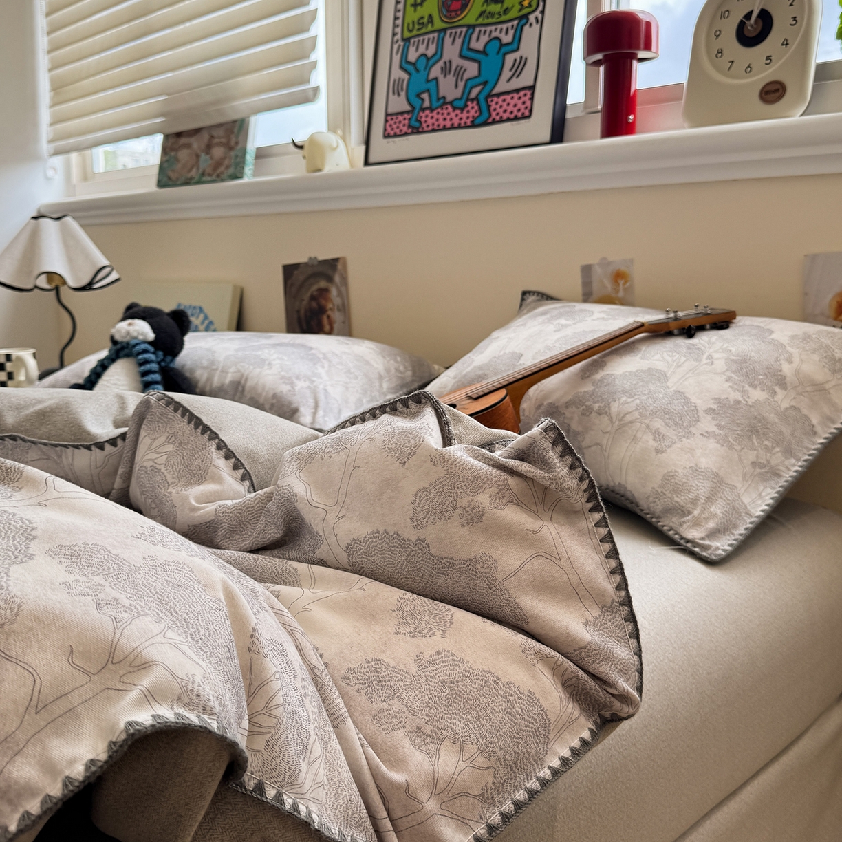 91家纺网 家纺一手货源 找家纺 慕尚家纺 2025新款磨毛三角针套件四件套 磨毛三角针-发财树