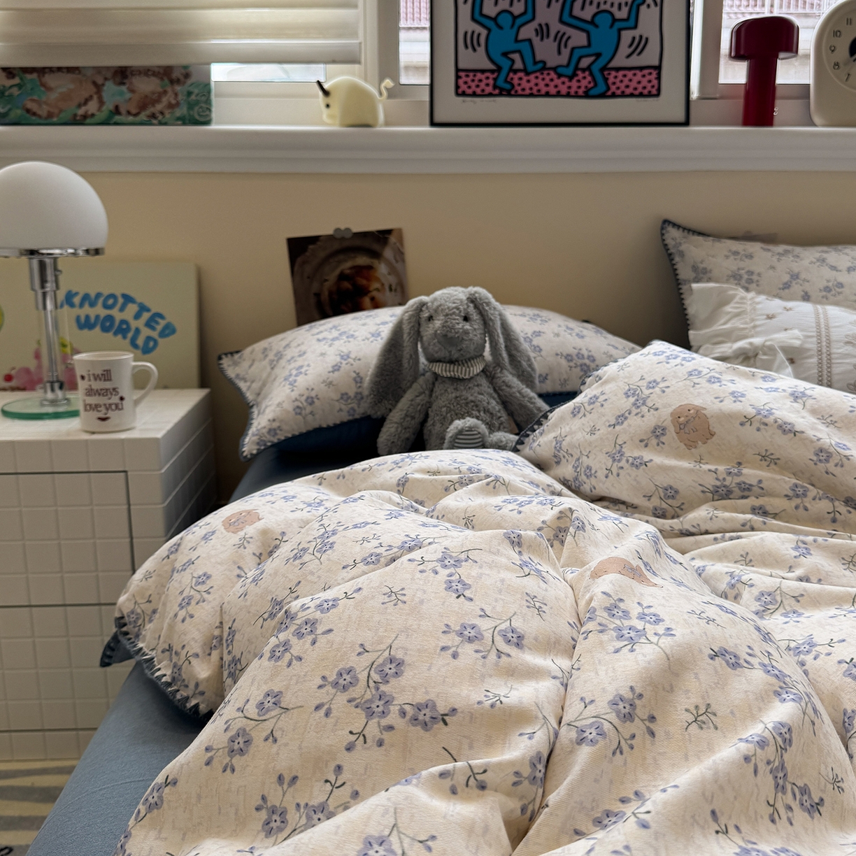 91家纺网 家纺一手货源 找家纺 慕尚家纺 2025新款磨毛三角针套件四件套 磨毛三角针-呆萌兔