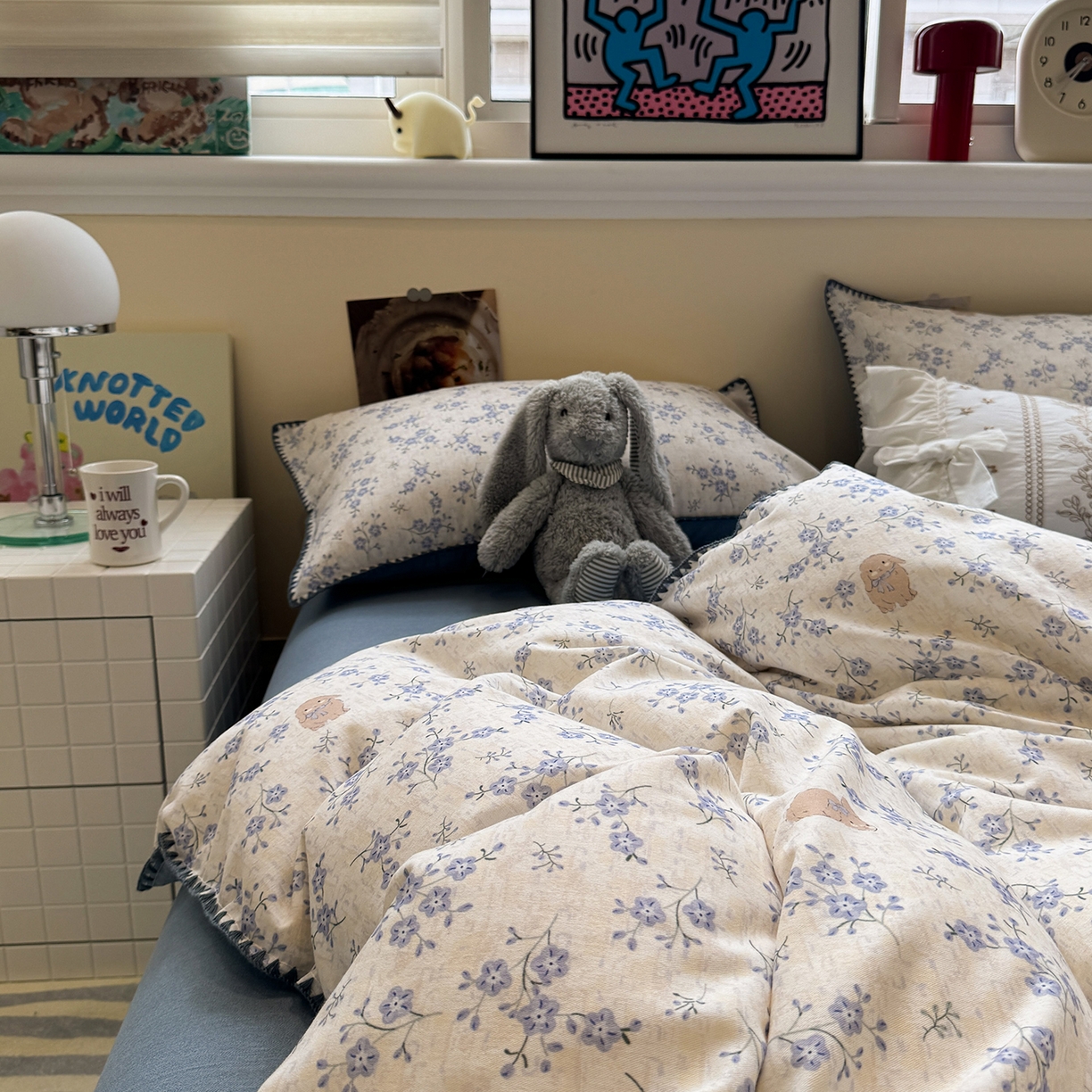 91家纺网 家纺一手货源 找家纺 慕尚家纺 2025新款磨毛三角针套件四件套 磨毛三角针-呆萌兔