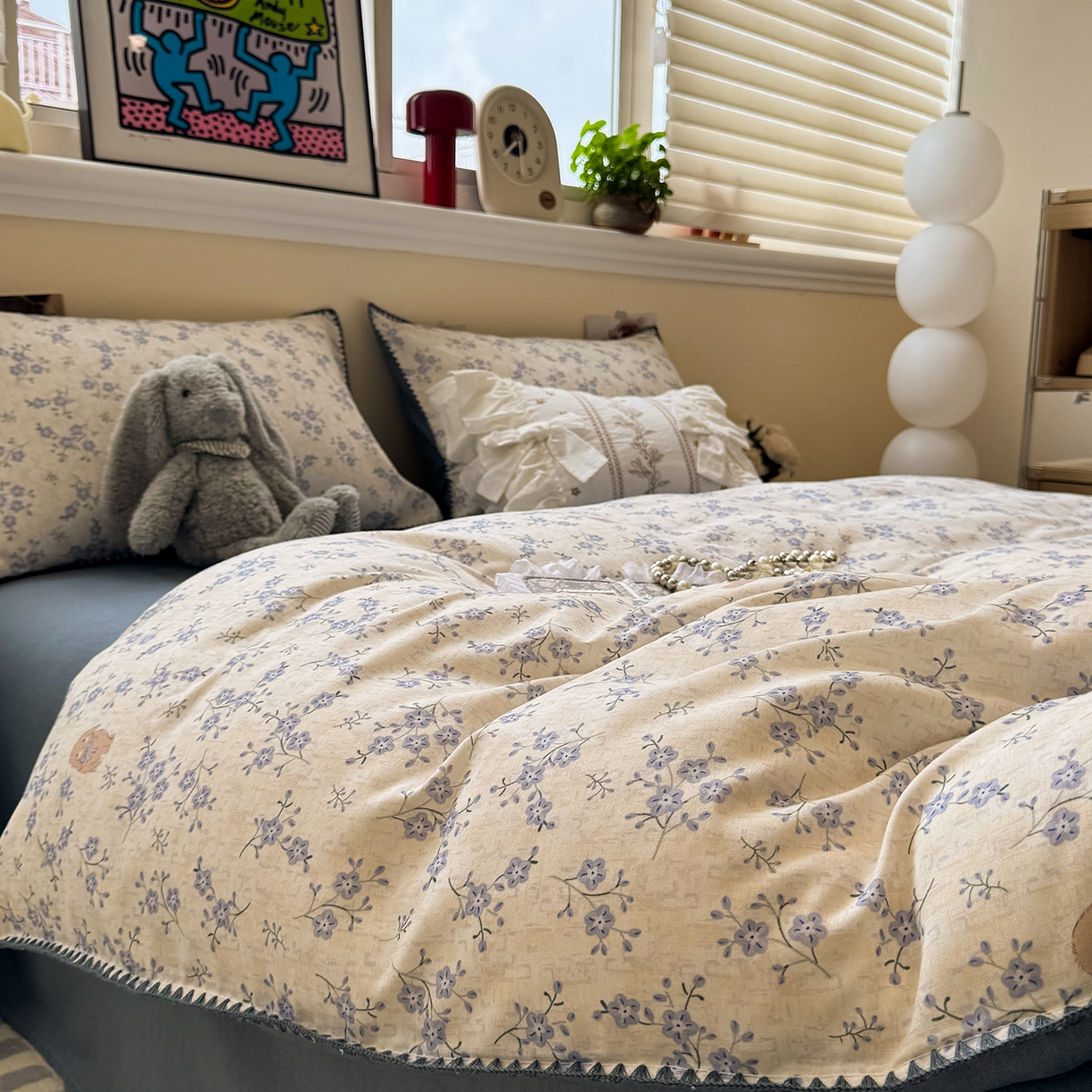 91家纺网 家纺一手货源 找家纺 慕尚家纺 2025新款磨毛三角针套件四件套 磨毛三角针-呆萌兔