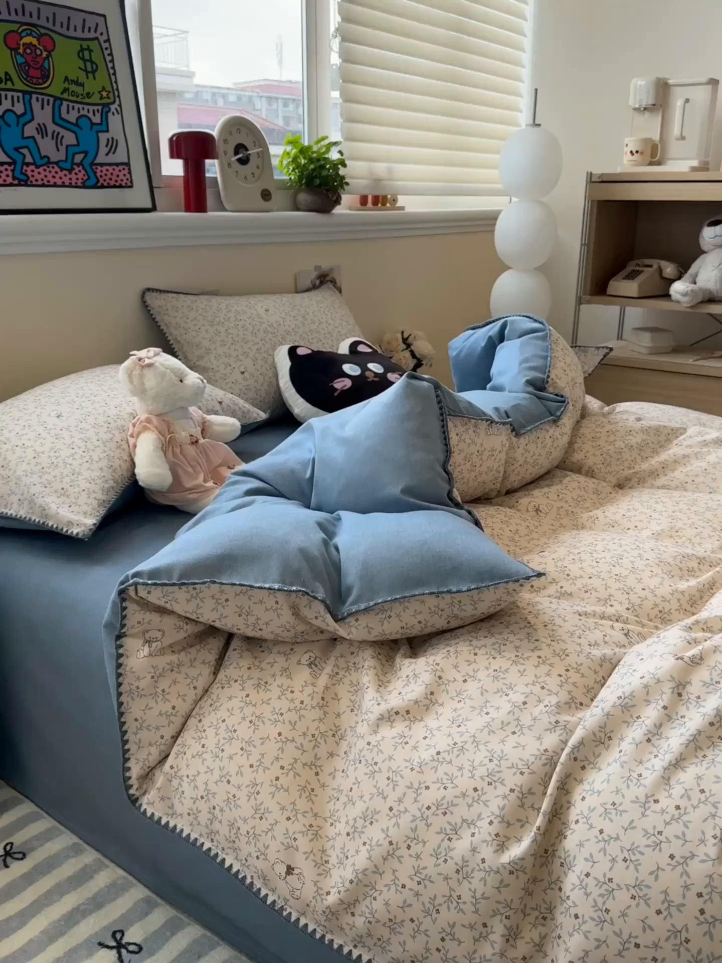 91家纺网 家纺一手货源 找家纺 慕尚家纺 2025新款磨毛三角针套件四件套 磨毛三角针-花朵熊