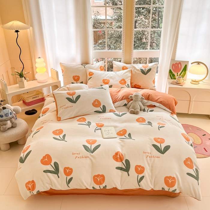 91家纺网 家纺一手货源 找家纺 （总）佳汐蓝家纺 2025新款190克高克重牛奶绒印花四件套