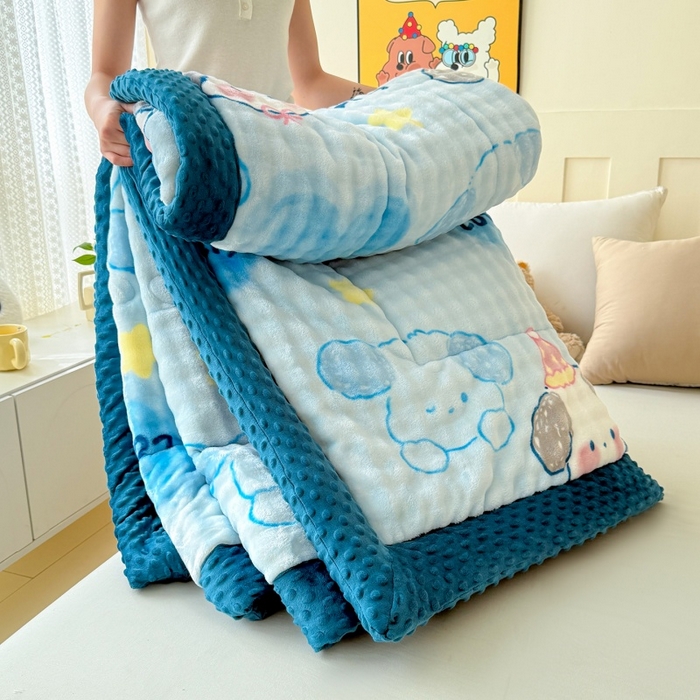 91家纺网 家纺一手货源 找家纺 （总）宜梦家居 2025新款獭兔绒三层夹棉加厚豆豆棉被子被芯