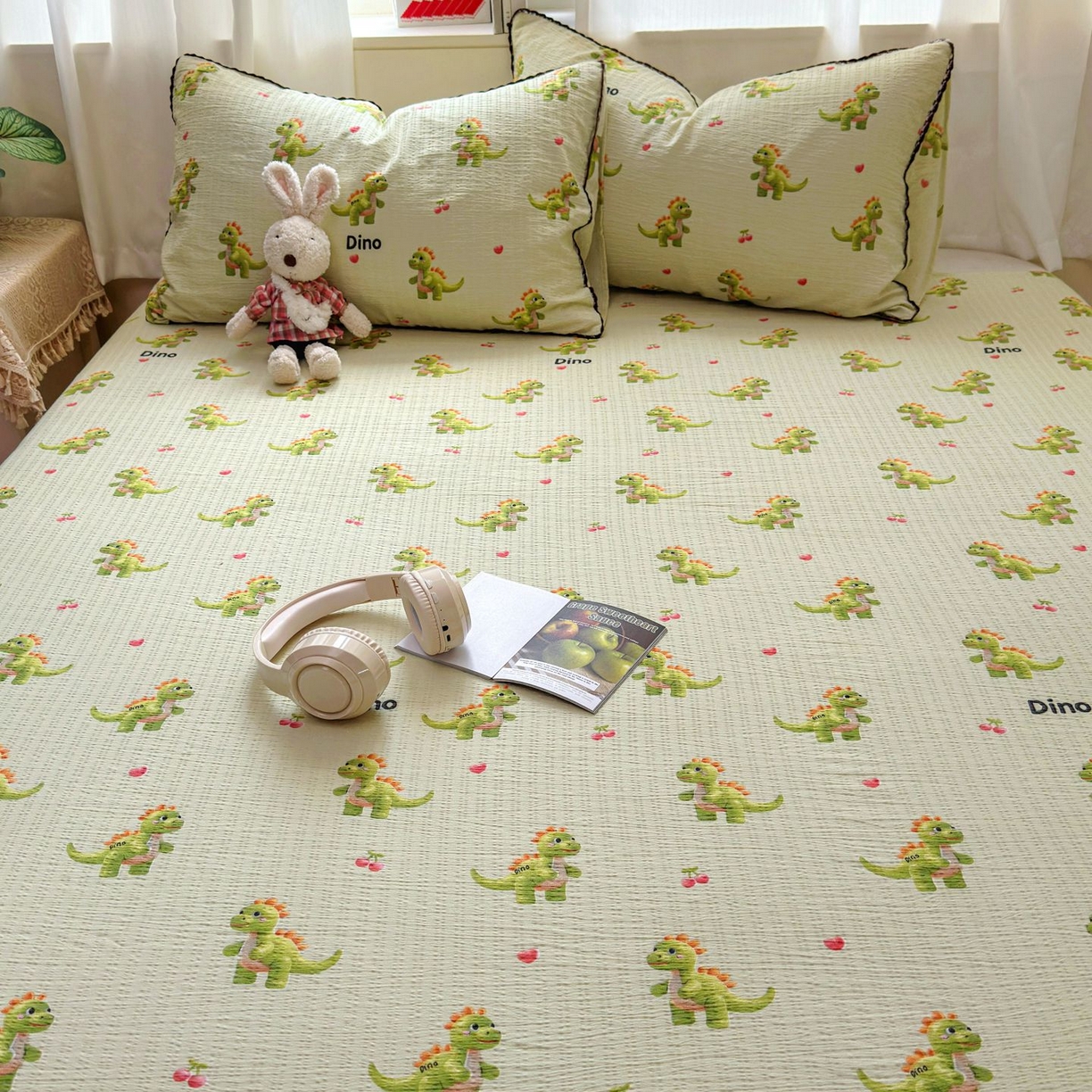 91家纺网 家纺一手货源 找家纺 优卡迪家纺馆 2025新款皱皱棉小花边床单（下载文件包含买家秀） 霸王龙