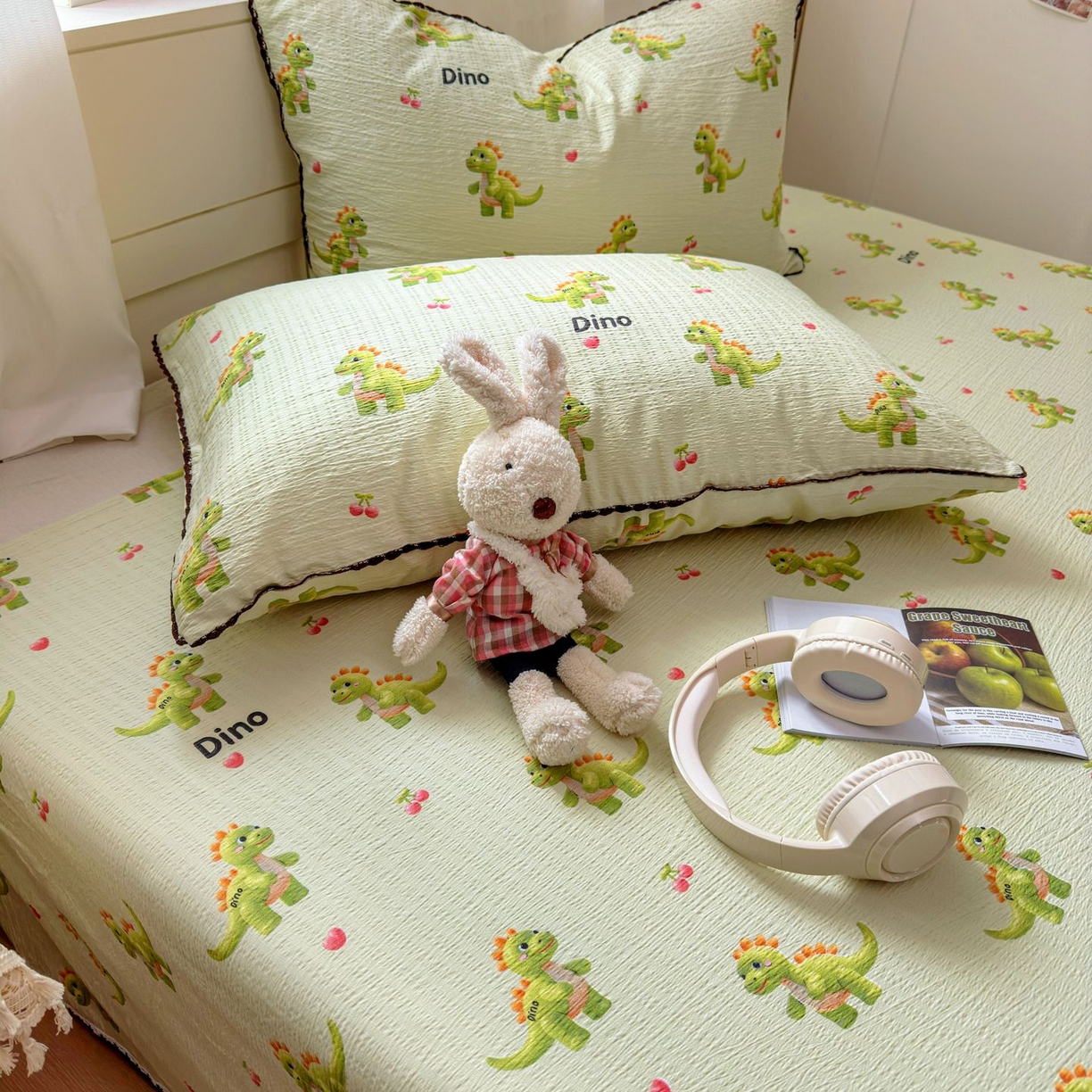 91家纺网 家纺一手货源 找家纺 优卡迪家纺馆 2025新款皱皱棉小花边床单（下载文件包含买家秀） 霸王龙