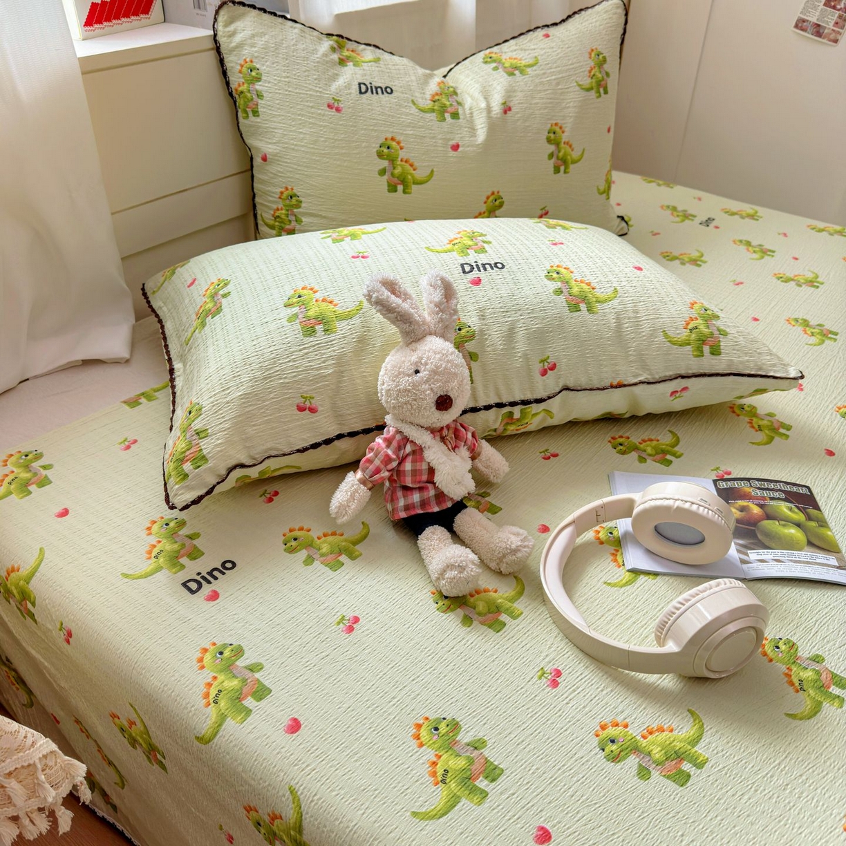 91家纺网 家纺一手货源 找家纺 优卡迪家纺馆 2025新款皱皱棉小花边床单（下载文件包含买家秀） 霸王龙