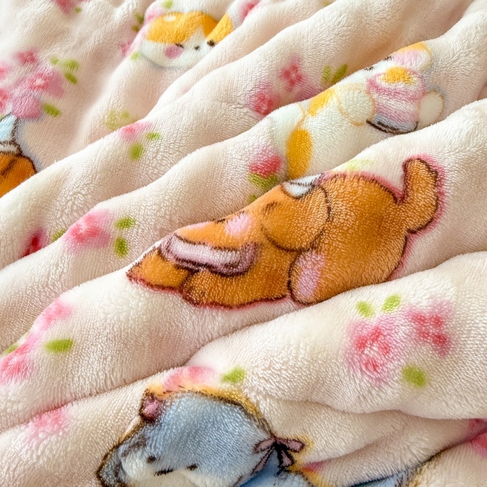 91家纺网 家纺一手货源 找家纺 宜梦家居 2025新款獭兔绒三层夹棉加厚豆豆棉被子被芯 花草狗