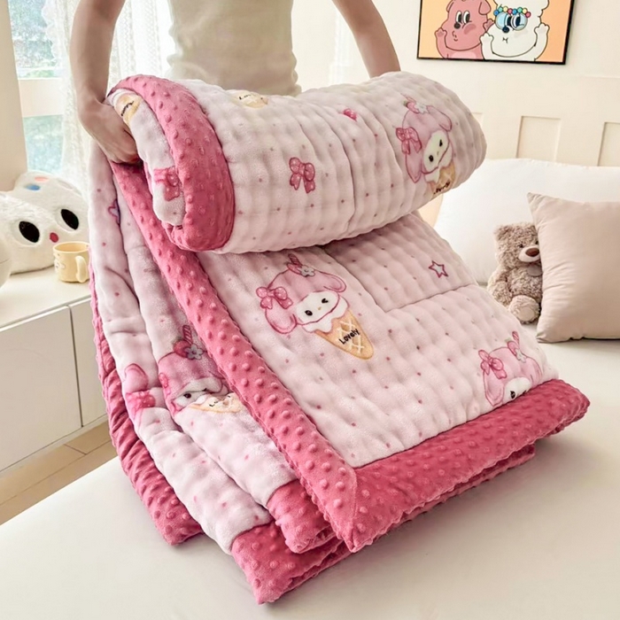 宜梦家居 2025新款獭兔绒三层夹棉加厚豆豆棉被子被芯 美乐蒂
