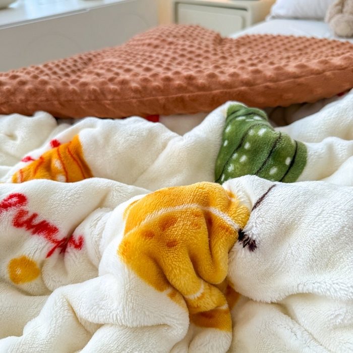 91家纺网 家纺一手货源 找家纺 宜梦家居 2025新款獭兔绒三层夹棉加厚豆豆棉被子被芯 南瓜