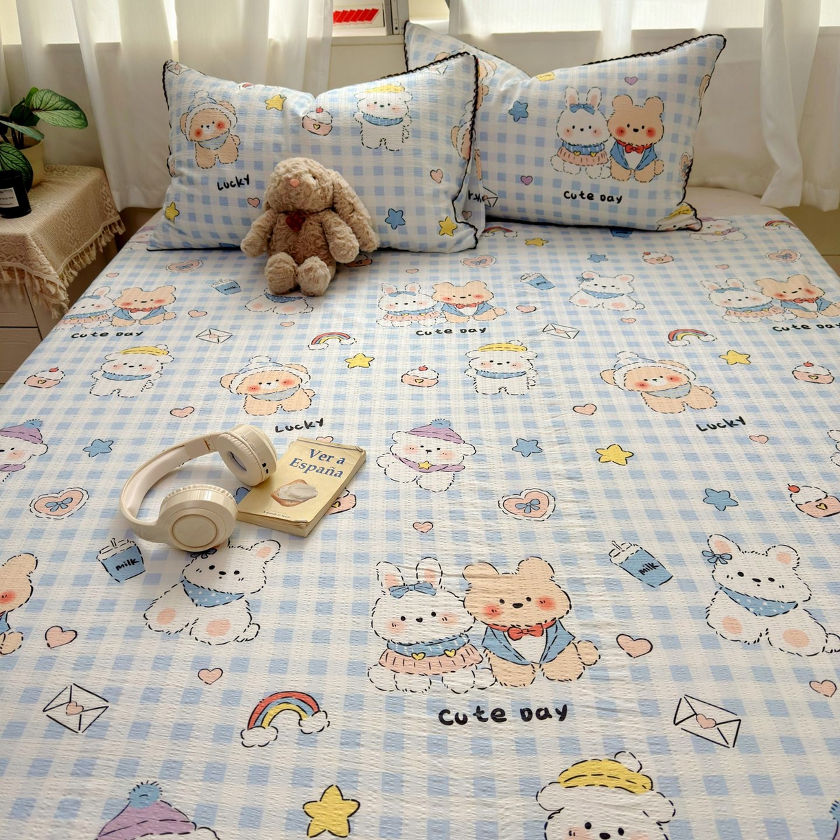 91家纺网 家纺一手货源 找家纺 优卡迪家纺馆 2025新款皱皱棉小花边床单（下载文件包含买家秀） 萌动