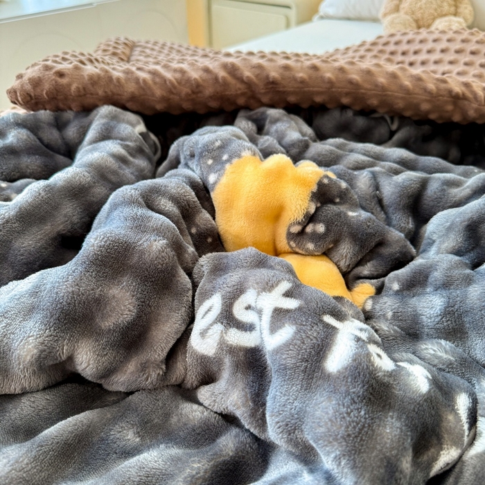 91家纺网 家纺一手货源 找家纺 宜梦家居 2025新款獭兔绒三层夹棉加厚豆豆棉被子被芯 星月