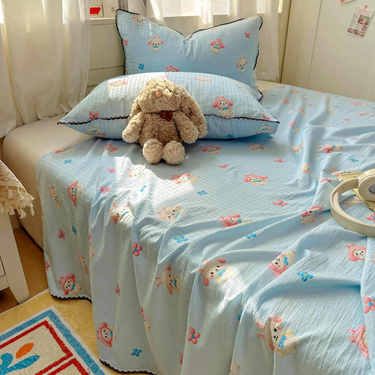 优卡迪家纺馆 2025新款皱皱棉小花边床单（下载文件包含买家秀） 小精灵