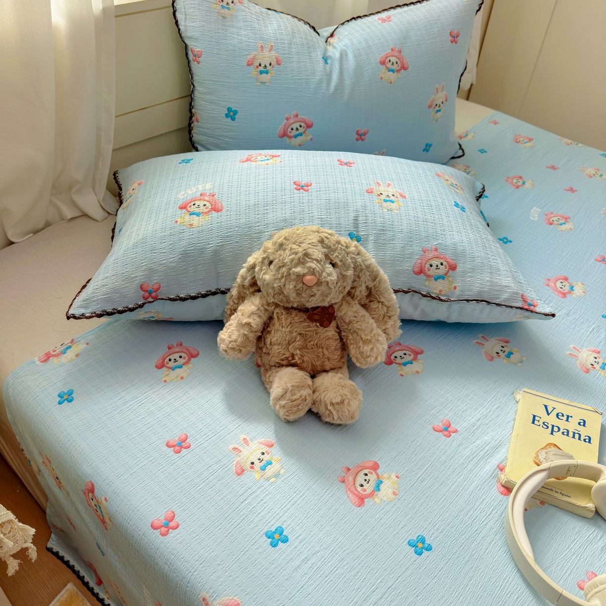 91家纺网 家纺一手货源 找家纺 优卡迪家纺馆 2025新款皱皱棉小花边床单（下载文件包含买家秀） 小精灵