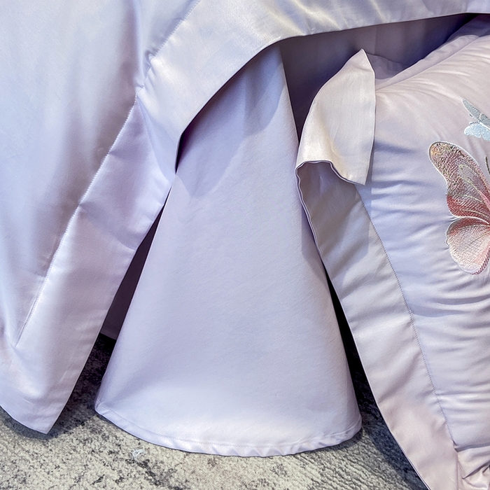 91家纺网 家纺一手货源 找家纺 丞音家纺 2025新款母婴级A类双面全棉蝴蝶刺绣纯棉长绒棉绣花四件套床单被套 思微-梦幻紫