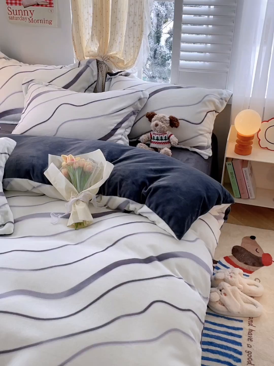 91家纺网 家纺一手货源 找家纺 佳汐蓝家纺 2025新款190克高克重牛奶绒印花四件套 时光里+高级灰