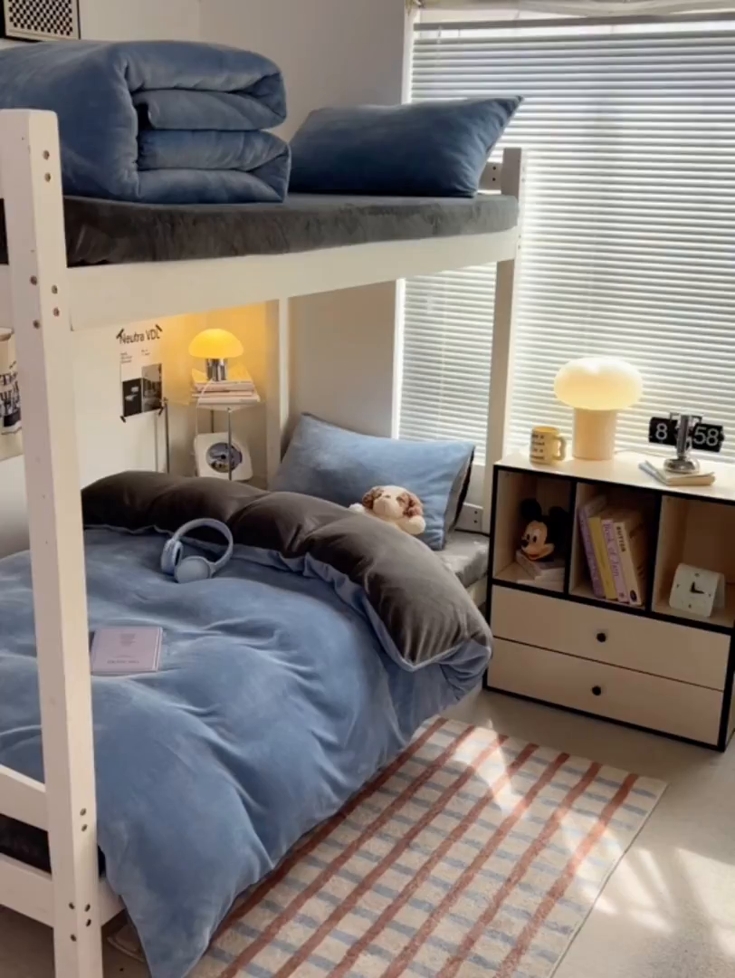 91家纺网 家纺一手货源 找家纺 （总）优卡迪家纺馆 2025新款牛奶绒纯色双拼宿舍床三件套