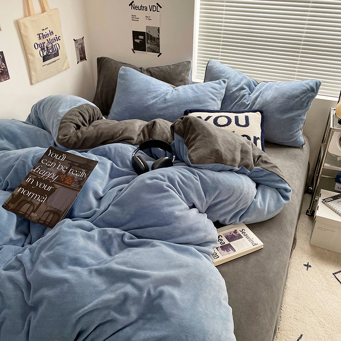 91家纺网 家纺一手货源 找家纺 （总）优卡迪家纺馆 2025新款牛奶绒纯色双拼四件套系列