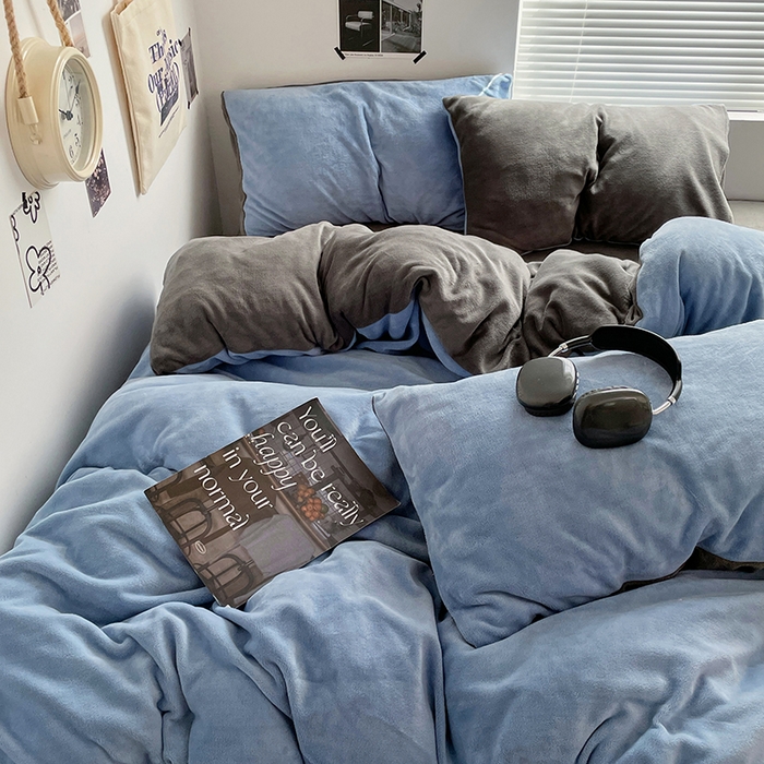 91家纺网 家纺一手货源 找家纺 （总）优卡迪家纺馆 2025新款牛奶绒纯色双拼四件套系列