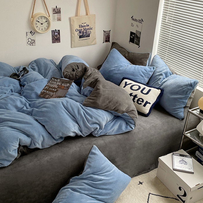 91家纺网 家纺一手货源 找家纺 （总）优卡迪家纺馆 2025新款牛奶绒纯色双拼四件套系列