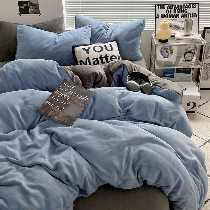 91家纺网 家纺一手货源 找家纺 （总）优卡迪家纺馆 2025新款牛奶绒纯色双拼四件套系列