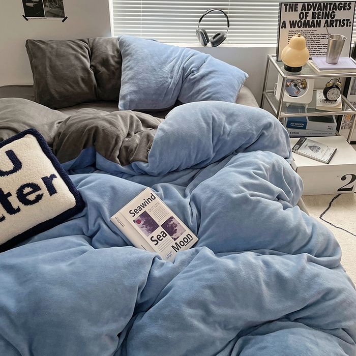 91家纺网 家纺一手货源 找家纺 （总）优卡迪家纺馆 2025新款牛奶绒纯色双拼四件套系列