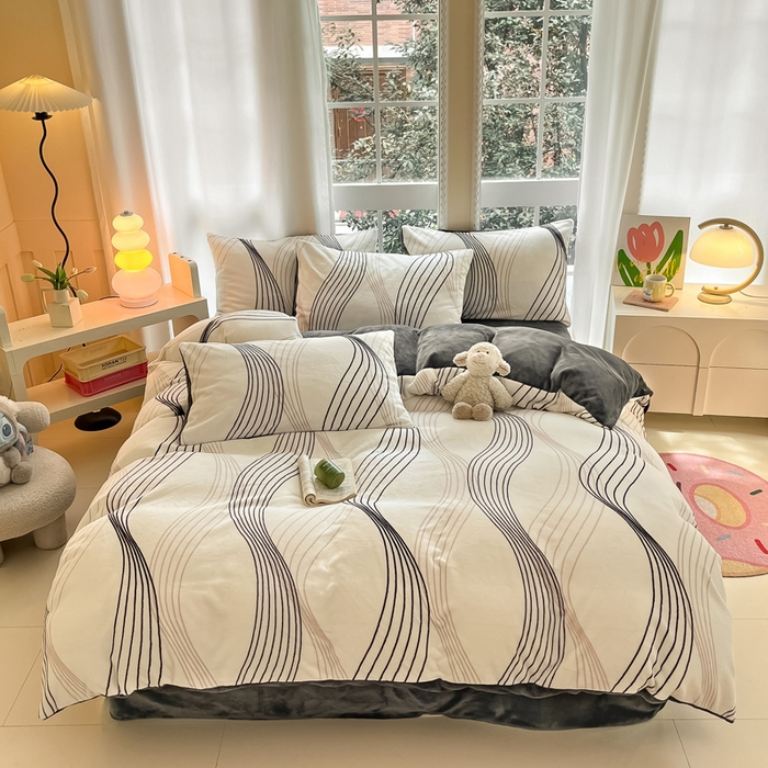 佳汐蓝家纺 2025新款190克高克重牛奶绒印花四件套 维纳斯