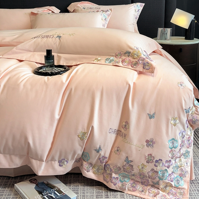 91家纺网 家纺一手货源 找家纺 （总）丞音家纺 【特价新品】A类100支超柔超细旦长绒棉磨毛保暖绣花四件套纯棉加厚刺绣全棉床单被套-花瑾系列