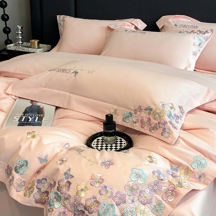 91家纺网 家纺一手货源 找家纺 （总）丞音家纺 【特价新品】A类100支超柔超细旦长绒棉磨毛保暖绣花四件套纯棉加厚刺绣全棉床单被套-花瑾系列