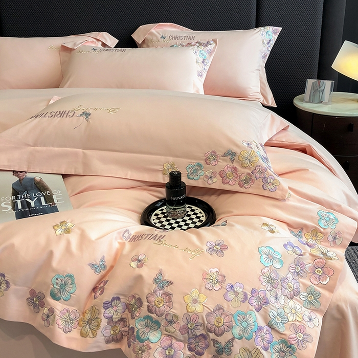 91家纺网 家纺一手货源 找家纺 （总）丞音家纺 【特价新品】A类100支超柔超细旦长绒棉磨毛保暖绣花四件套纯棉加厚刺绣全棉床单被套-花瑾系列