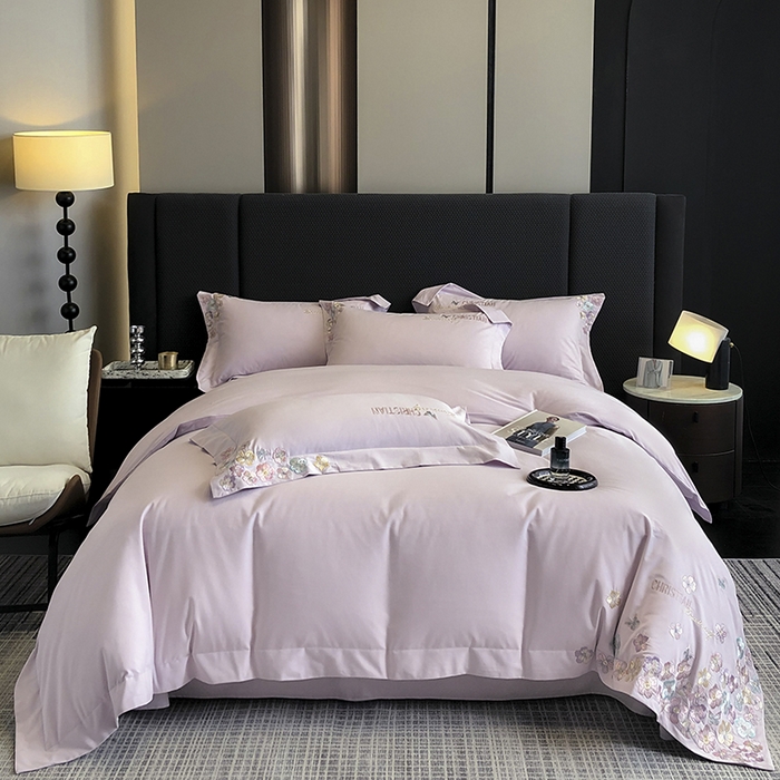 91家纺网 家纺一手货源 找家纺 丞音家纺 【特价新品】A类100支超柔超细旦长绒棉磨毛保暖绣花四件套纯棉加厚刺绣全棉床单被套-花瑾系列 花瑾-木槿紫