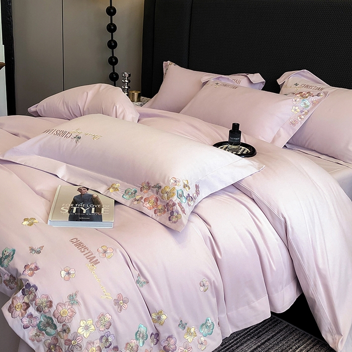 91家纺网 家纺一手货源 找家纺 丞音家纺 【特价新品】A类100支超柔超细旦长绒棉磨毛保暖绣花四件套纯棉加厚刺绣全棉床单被套-花瑾系列 花瑾-木槿紫