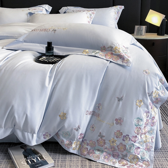 91家纺网 家纺一手货源 找家纺 丞音家纺 【特价新品】A类100支超柔超细旦长绒棉磨毛保暖绣花四件套纯棉加厚刺绣全棉床单被套-花瑾系列 花瑾-祖玛蓝