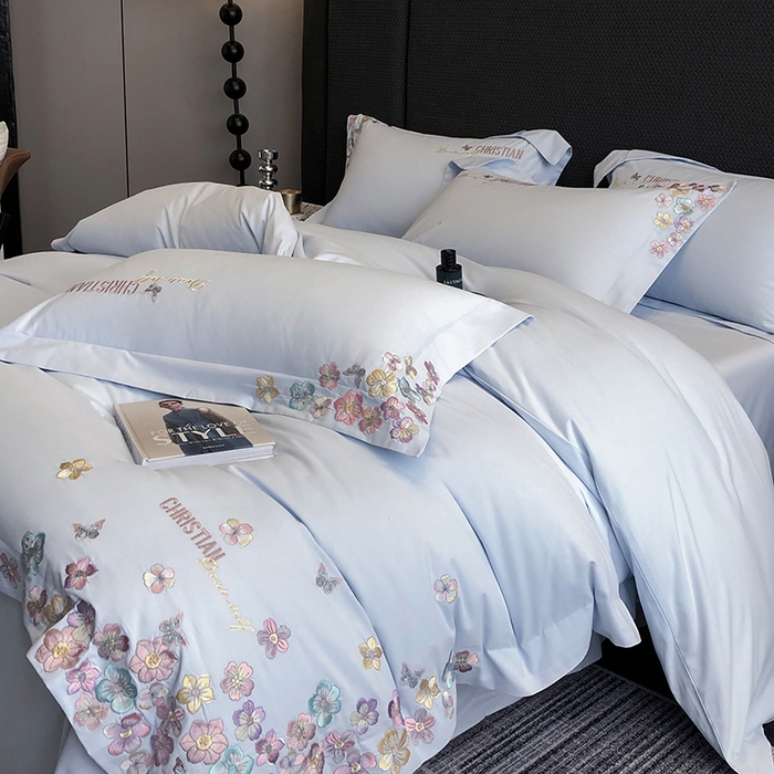 91家纺网 家纺一手货源 找家纺 丞音家纺 【特价新品】A类100支超柔超细旦长绒棉磨毛保暖绣花四件套纯棉加厚刺绣全棉床单被套-花瑾系列 花瑾-祖玛蓝