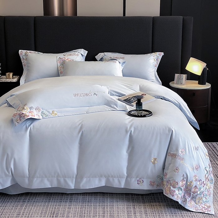 91家纺网 家纺一手货源 找家纺 丞音家纺 【特价新品】A类100支超柔超细旦长绒棉磨毛保暖绣花四件套纯棉加厚刺绣全棉床单被套-花瑾系列 花瑾-祖玛蓝