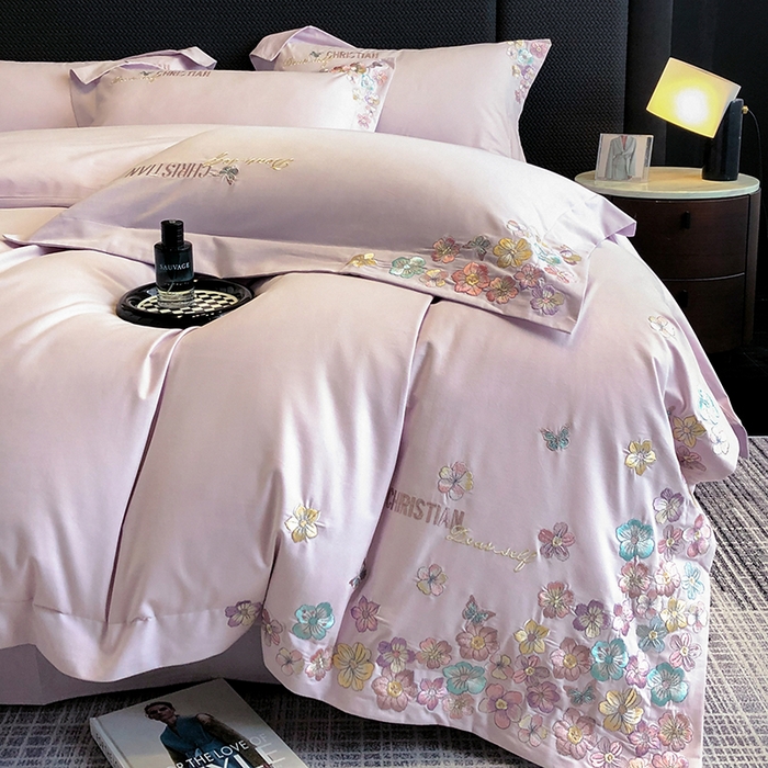 91家纺网 家纺一手货源 找家纺 丞音家纺 【特价新品】A类100支超柔超细旦长绒棉磨毛保暖绣花四件套纯棉加厚刺绣全棉床单被套-花瑾系列 花瑾-木槿紫