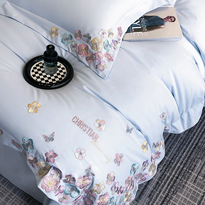 91家纺网 家纺一手货源 找家纺 丞音家纺 【特价新品】A类100支超柔超细旦长绒棉磨毛保暖绣花四件套纯棉加厚刺绣全棉床单被套-花瑾系列 花瑾-祖玛蓝