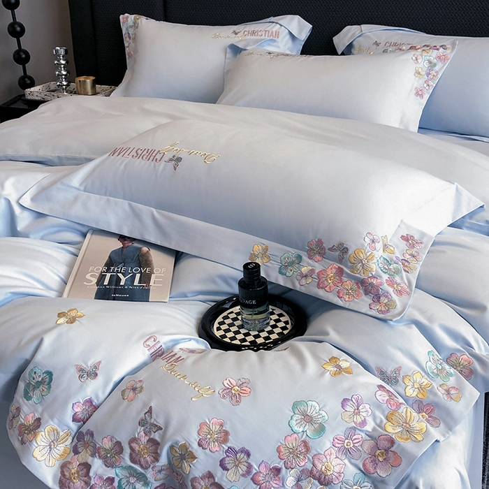 91家纺网 家纺一手货源 找家纺 丞音家纺 【特价新品】A类100支超柔超细旦长绒棉磨毛保暖绣花四件套纯棉加厚刺绣全棉床单被套-花瑾系列 花瑾-祖玛蓝