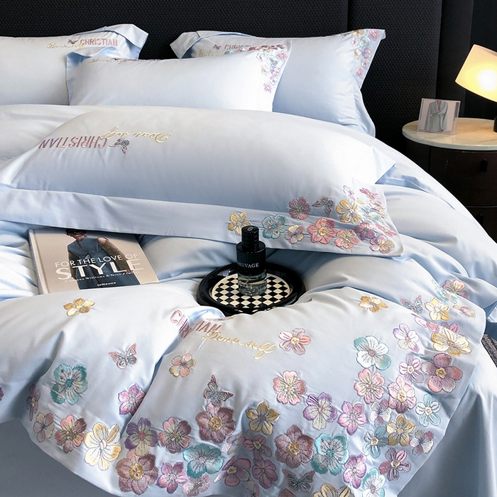 91家纺网 家纺一手货源 找家纺 丞音家纺 【特价新品】A类100支超柔超细旦长绒棉磨毛保暖绣花四件套纯棉加厚刺绣全棉床单被套-花瑾系列 花瑾-祖玛蓝