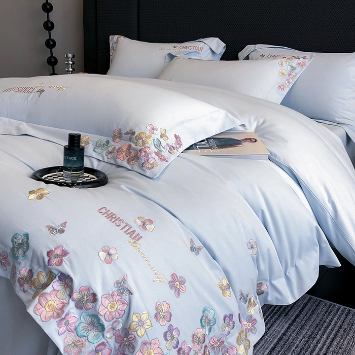 91家纺网 家纺一手货源 找家纺 （总）丞音家纺 【特价新品】A类100支超柔超细旦长绒棉磨毛保暖绣花四件套纯棉加厚刺绣全棉床单被套-花瑾系列