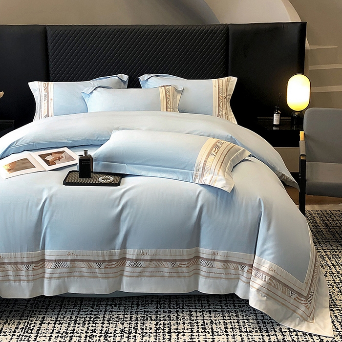 91家纺网 家纺一手货源 找家纺 丞音家纺 2025新款瑞恩超柔A类100支超细旦长绒棉磨毛刺绣四件套秋冬加厚纯棉全棉绣花床上用品 瑞恩-祖玛蓝