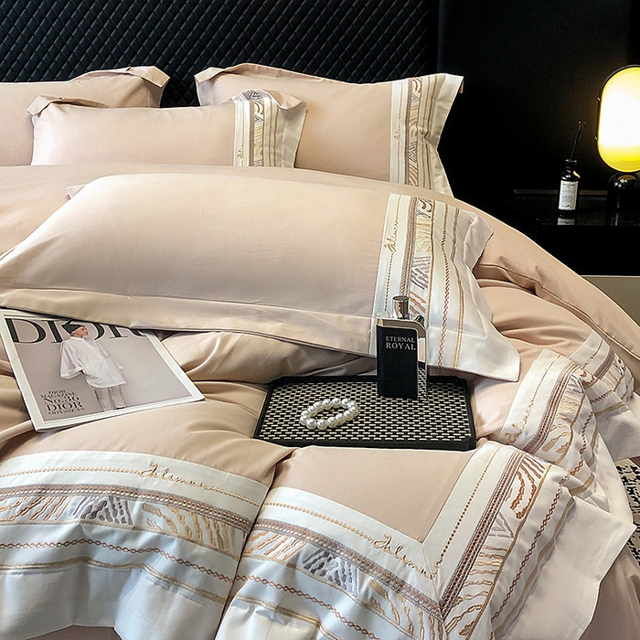 91家纺网 家纺一手货源 找家纺 丞音家纺 2025新款瑞恩超柔A类100支超细旦长绒棉磨毛刺绣四件套秋冬加厚纯棉全棉绣花床上用品 瑞恩-浅卡其